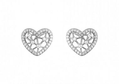 Σκουλαρίκια Από Ασήμι 925 Καρδιά Με Ζιργκόν SS48711 - AMOR AMOR - 