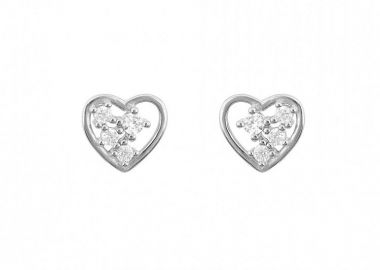 Σκουλαρίκια Από Ασήμι 925 Καρδιά Με Ζιργκόν SS48717 - AMOR AMOR - 