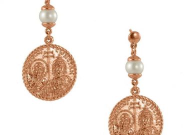 Σκουλαρίκια Από Ασήμι 925 Ροζ Επιχρυσωμένο Με Φλουρί Κωνσταντινάτο ΚΟ49825 - AMOR AMOR - 