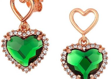 Σκουλαρίκια Από Ασήμι 925 Ροζ Επιχρυσωμένο Με Καρδιές Swarovski EX49472 - AMOR AMOR - 