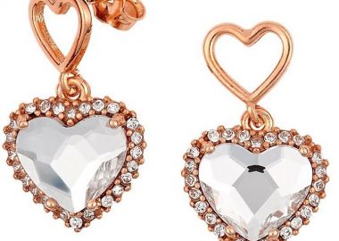 Σκουλαρίκια Από Ασήμι 925 Ροζ Επιχρυσωμένο Με Καρδιές Swarovski EX49475 - AMOR AMOR - 