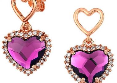 Σκουλαρίκια Από Ασήμι 925 Ροζ Επιχρυσωμένο Με Καρδιές Swarovski EX49478 - AMOR AMOR - 