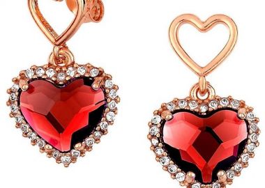 Σκουλαρίκια Από Ασήμι 925 Ροζ Επιχρυσωμένο Με Καρδιές Swarovski EX49481 - AMOR AMOR - 