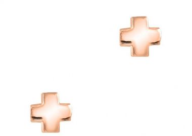 Σκουλαρίκια Από Ασήμι 925 Ροζ Επιχρυσωμένο Με Σταυρό EX49203 - AMOR AMOR - 
