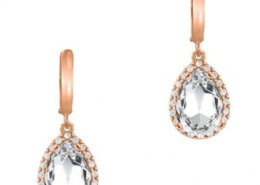 Σκουλαρίκια Από Ασήμι 925 Ροζ Επιχρυσωμένο Με Swarovski EX49242 - AMOR AMOR - 