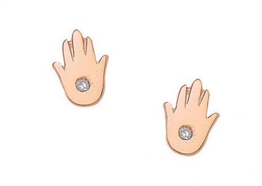 Σκουλαρίκια Από Ασήμι 925 Ροζ Επιχρυσωμένο Με Το Χέρι Της Φατιμά SU49106 - AMOR AMOR - 