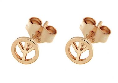 Σκουλαρίκια Από Ασήμι 925 Ροζ Επιχρυσωμένο Με Το Σήμα Της Ειρήνης SU45011 - AMOR AMOR - 