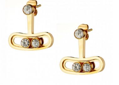 Σκουλαρίκια Από Ατσάλι Επιχρυσωμένο 24Κ AS40136 - AMOR AMOR - 