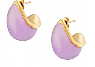 Σκουλαρίκια Από Ατσάλι Επιχρυσωμένο 24Κ AS40155 - AMOR AMOR - 