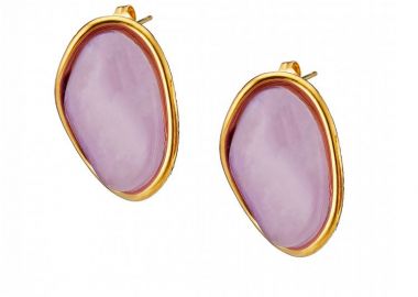 Σκουλαρίκια Από Ατσάλι Επιχρυσωμένο 24Κ AS40165 - AMOR AMOR - 