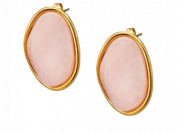 Σκουλαρίκια Από Ατσάλι Επιχρυσωμένο 24Κ AS40166 - AMOR AMOR - 