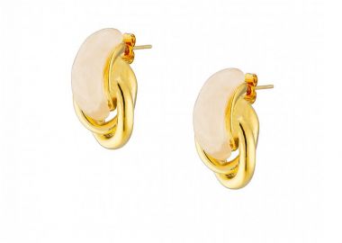 Σκουλαρίκια Από Ατσάλι Επιχρυσωμένο 24Κ AS40171 - AMOR AMOR - 