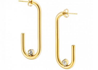 Σκουλαρίκια Από Ατσάλι Επιχρυσωμένο 24Κ AS40174 - AMOR AMOR - 