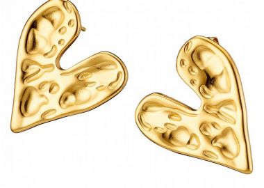 Σκουλαρίκια Από Ατσάλι Επιχρυσωμένο 24Κ Καρδιά AS40134 - AMOR AMOR - 