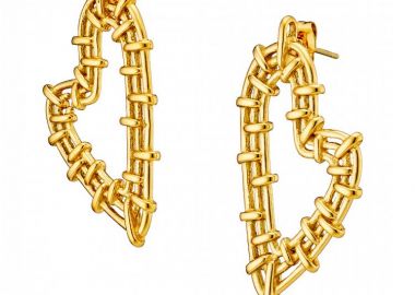 Σκουλαρίκια Από Ατσάλι Επιχρυσωμένο 24Κ Με Καρδιά AS40116 - AMOR AMOR - 