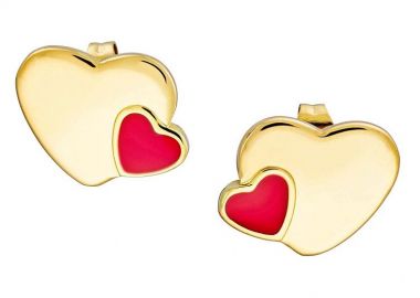 Σκουλαρίκια Από Ατσάλι Επιχρυσωμένο 24Κ Με Καρδιά AS47899 - AMOR AMOR - 