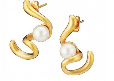 Σκουλαρίκια Από Ατσάλι Επιχρυσωμένο 24Κ Με Μαργαριτάρι AS40176 - AMOR AMOR - 