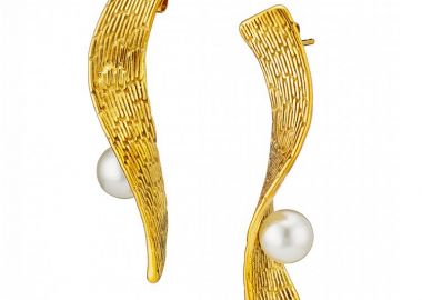 Σκουλαρίκια Από Ατσάλι Επιχρυσωμένο 24Κ Με Μαργαριτάρι AS40180 - AMOR AMOR - 