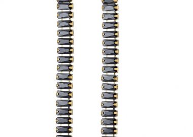 Σκουλαρίκια Από Ατσάλι Επιχρυσωμένο 24Κ Με Ζιργκόν ΜαύροAS47870 - AMOR AMOR - 