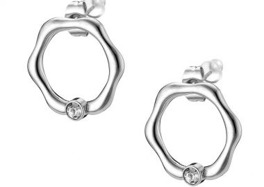 Σκουλαρίκια Από Ατσάλι Κύκλοι Με Ζιργκόν AS48852 - AMOR AMOR - 