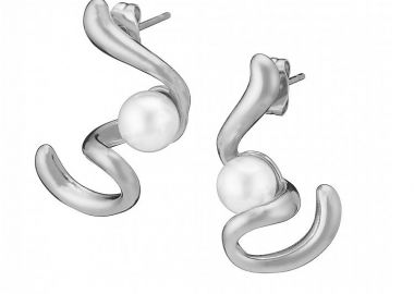 Σκουλαρίκια Από Ατσάλι Με Μαργαριτάρι AS40175 - AMOR AMOR - 