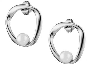 Σκουλαρίκια Από Ατσάλι Με Μαργαριτάρι AS46056 - AMOR AMOR - 