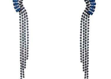 Σκουλαρίκια Από Ατσάλι Με Ζιργκόν Μπλε MI48634 - AMOR AMOR - 