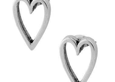 Σκουλαρίκια Από Ορείχαλκο Επαργυρωμένο Με Καρδιά PF42439 - AMOR AMOR - 