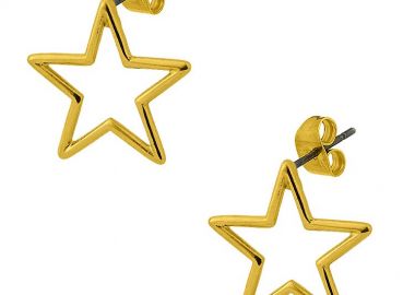 Σκουλαρίκια Από Ορείχαλκο Επιχρυσωμένο 24K Με Αστέρι PF42426 - AMOR AMOR - 