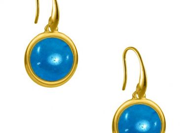 Σκουλαρίκια Από Ορείχαλκο Επιχρυσωμένο 24Κ Με Ημιπολύτιμο Λίθο Νεφρίτη AA47714 - AMOR AMOR - 