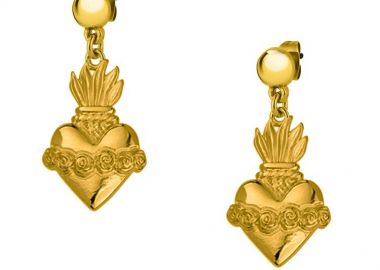 Σκουλαρίκια Από Ορείχαλκο Επιχρυσωμένο 24Κ Με Καρδιά AA47400 - AMOR AMOR - 