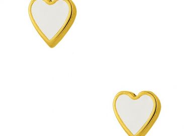 Σκουλαρίκια Από Ορείχαλκο Επιχρυσωμένο 24Κ Με Καρδιά PF42432 - AMOR AMOR - 