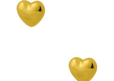 Σκουλαρίκια Από Ορείχαλκο Επιχρυσωμένο 24Κ Με Καρδιά PF42438 - AMOR AMOR - 