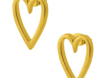 Σκουλαρίκια Από Ορείχαλκο Επιχρυσωμένο 24Κ Με Καρδιά PF42440 - AMOR AMOR - 