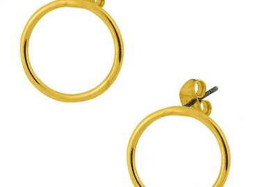 Σκουλαρίκια Από Ορείχαλκο Επιχρυσωμένο 24Κ Με Κύκλο PF42428 - AMOR AMOR - 