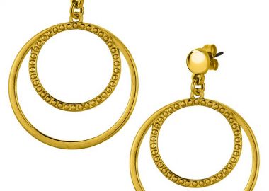 Σκουλαρίκια Από Ορείχαλκο Επιχρυσωμένο 24Κ Με Κύκλους AA42488 - AMOR AMOR - 