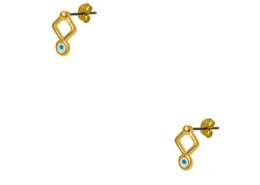 Σκουλαρίκια Από Ορείχαλκο Επιχρυσωμένο 24Κ Με Ματάκι PF47688 - AMOR AMOR - 