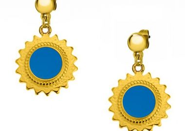 Σκουλαρίκια Από Ορείχαλκο Επιχρυσωμένο 24Κ Με Ήλιο AA48318 - AMOR AMOR - 