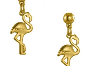 Σκουλαρίκια Από Ορείχαλκο Επιχρυσωμένο Με Φλαμίνγκο AA49725 - AMOR AMOR - 