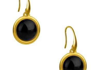 Σκουλαρίκια Από Ορείχαλκο Επιχρυσωμένο Με Ημιπολύτιμο Λίθο Όνυχα AA45079 - AMOR AMOR - 