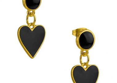 Σκουλαρίκια Από Ορείχαλκο Επιχρυσωμένο Με Καρδιά AA40288 - AMOR AMOR - 