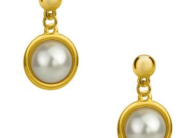 Σκουλαρίκια Από Ορείχαλκο Επιχρυσωμένο Με Μαργαριτάρι AA45063 - AMOR AMOR - 