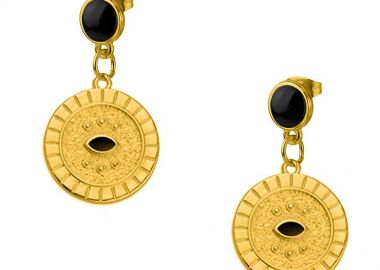 Σκουλαρίκια Από Ορείχαλκο Επιχρυσωμένο Με Ματάκι 24Κ AA47417 - AMOR AMOR - 