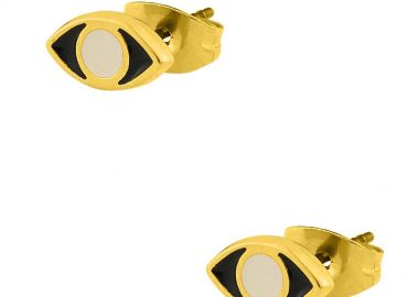 Σκουλαρίκια Από Ορείχαλκο Επιχρυσωμένο Με Ματάκι 24Κ PF42419 - AMOR AMOR - 