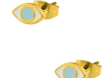 Σκουλαρίκια Από Ορείχαλκο Επιχρυσωμένο Με Ματάκι 24Κ PF42420 - AMOR AMOR - 