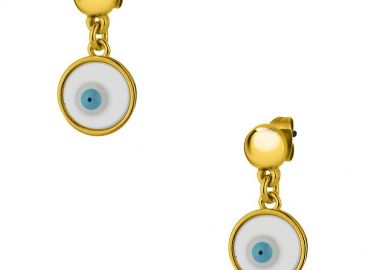 Σκουλαρίκια Από Ορείχαλκο Επιχρυσωμένο Με Ματάκι AA47069 - AMOR AMOR - 