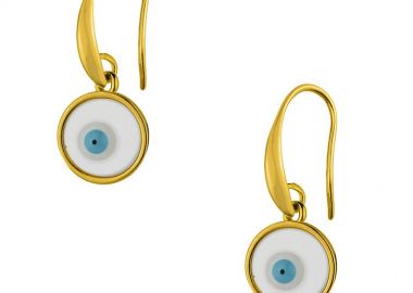 Σκουλαρίκια Από Ορείχαλκο Επιχρυσωμένο Με Ματάκι AA47070 - AMOR AMOR - 