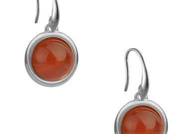 Σκουλαρίκια Από Ορείχαλκο Με Ημιπολύτιμο Λίθο Καρνεόλη AA45082 - AMOR AMOR - 