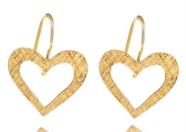 Σκουλαρίκια ασημένια 925 γυνακεία με επιχρύσωμα 24 καρατίων καρδιές -  - 