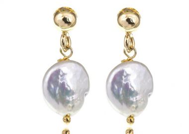 Σκουλαρίκια ασημένια 925 γυνακεία με επιχρύσωμα 24 καρατίων με μαργαριτάρια -  - 